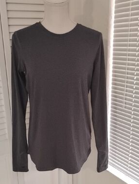 Zella Charcoal Heather Striped Restore Soft Lite Performance Top